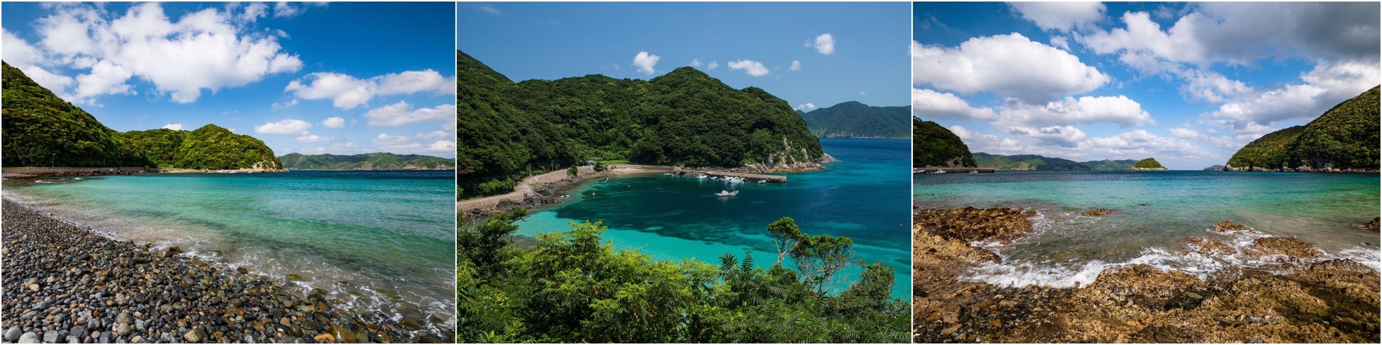 地域の人も夏はシュノーケリングに訪れる美しい玉石の海岸