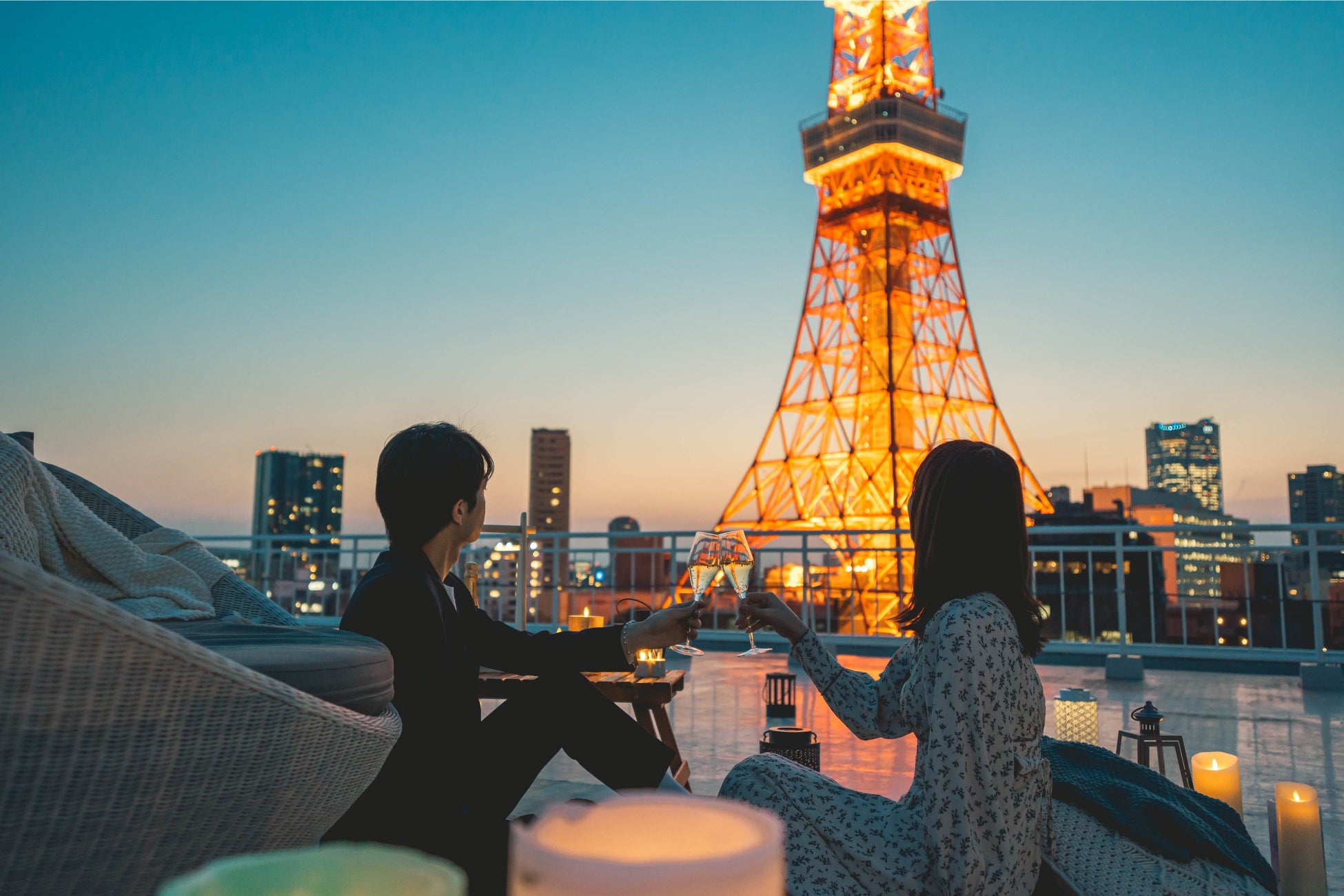 屋上で夜ピクニック