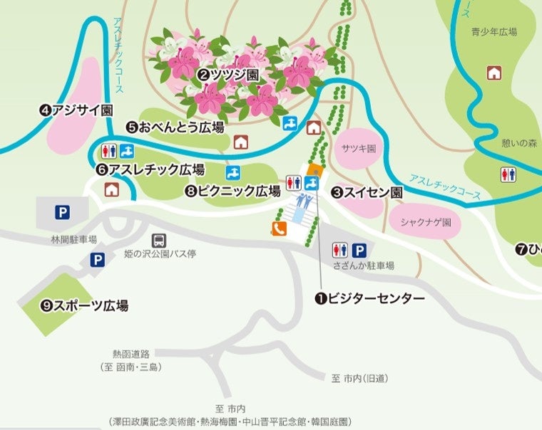 熱海市姫の沢公園マップ（拡大図）
