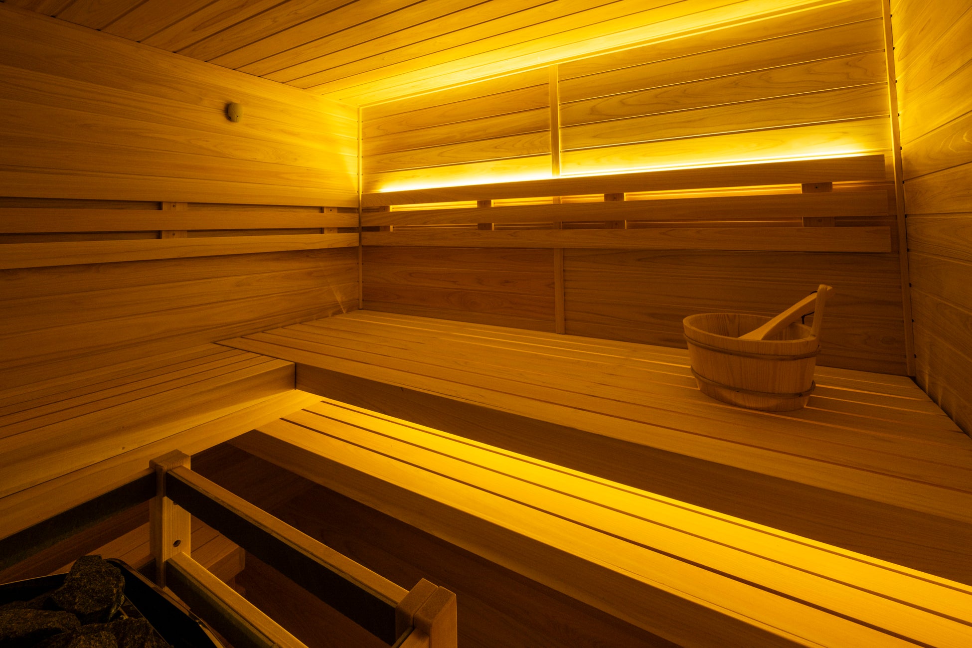 国内製造サウナメーカー「My Sauna」を導入。最高温度110℃でロウリュ可能。