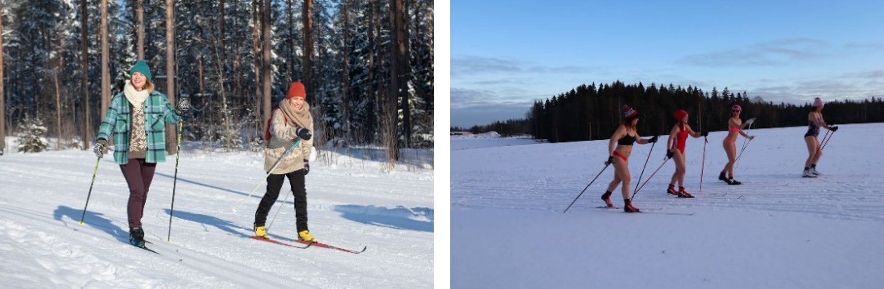 クレジット：（左）Mikko Huotari、Visit Finland,（右）Simmarihiihto、Visit Finland