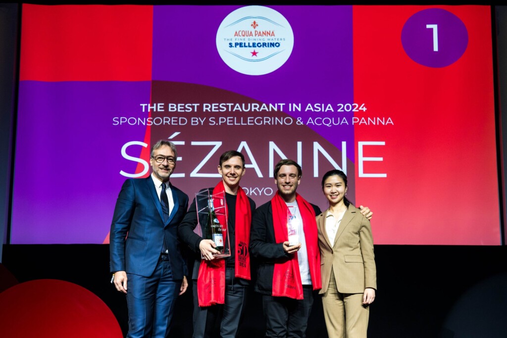 S.Pellegrino(サンペレグリノ) とAcqua Panna(アクアパンナ)が冠スポンサーを務める、ソウルで開催された2024年度の「アジアのベスト50レストラン」授賞式にて、東京のSézanne（セザン）がNo.1を獲得。