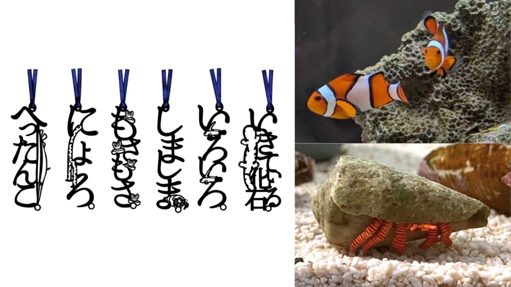 【（左）AOAO SAPPOROオリジナル「文字のしおり」（右上下）“しましま”な生物たち】