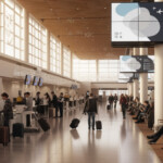 ANAトクたびマイル路線発表 ANAが1月17日～23日搭乗分の内容を反映した、賑わいながらも穏やかな空港の風景を表現した画像。