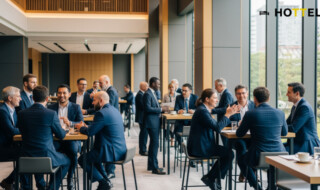 CIO Japan Summit 2026大阪をヒルトン大阪で開催。ITエグゼクティブが集まり、ディスカッションやネットワーキングが行われる現代的な会議の風景を表現。