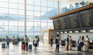 JAL「どこかにマイル」10周年企画を紹介するアイキャッチ画像。旅行を楽しむ人々のシーンを通じて、特典航空券サービスの魅力を表現しています。