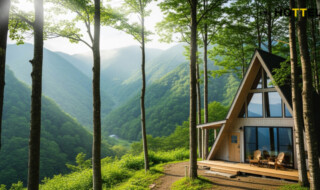 星野リゾート新ブランドLUCY初の山ホテル開業を象徴する、日本の美しい山の景色と快適な山の宿の様子を描いた画像です。